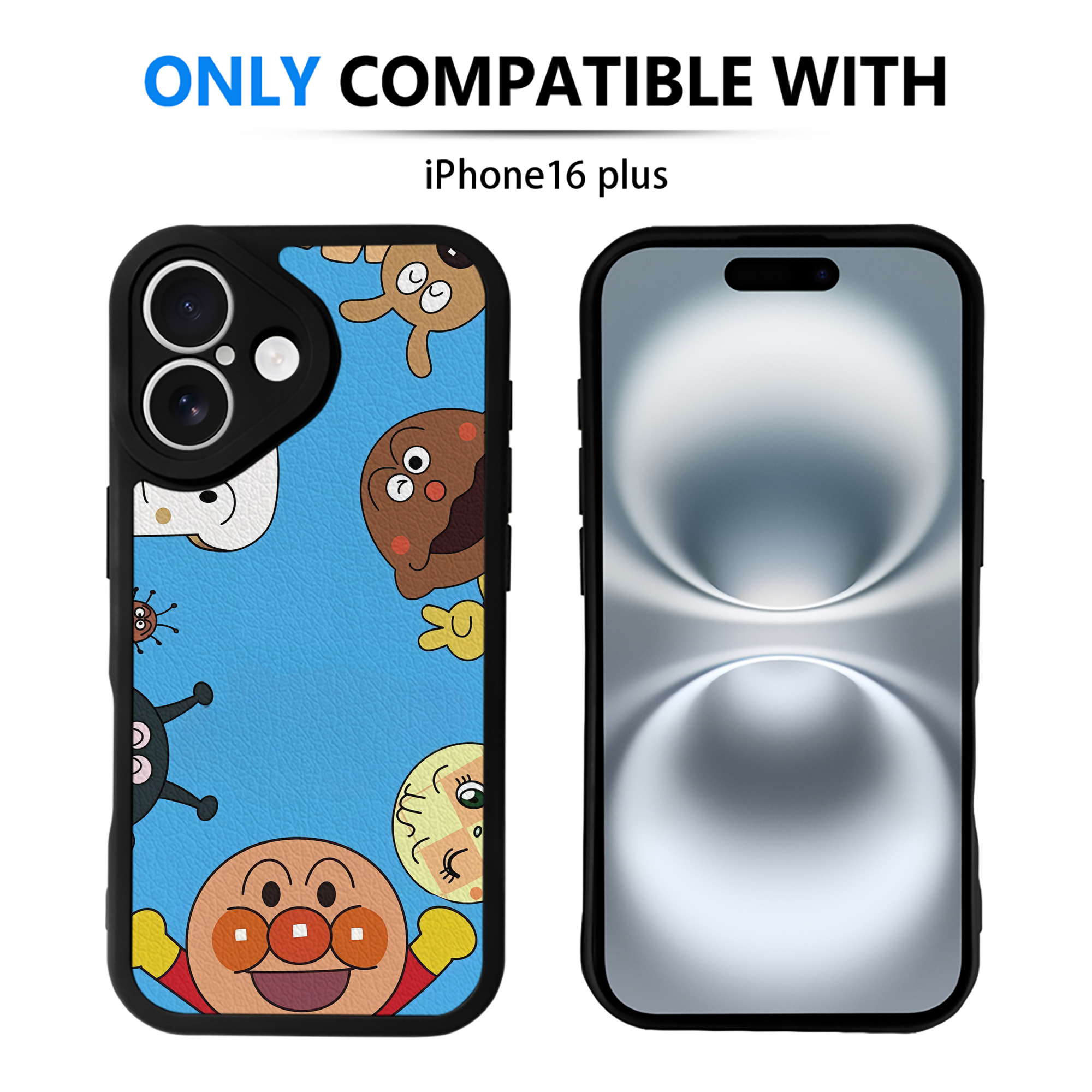 （画像用） アンパンマン Anpanman 【iPhone 16シリーズ対応】シリコンスマホケース（レザー調） 材質：シリコン